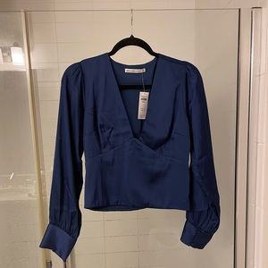 Blue abercrombie silk blouse